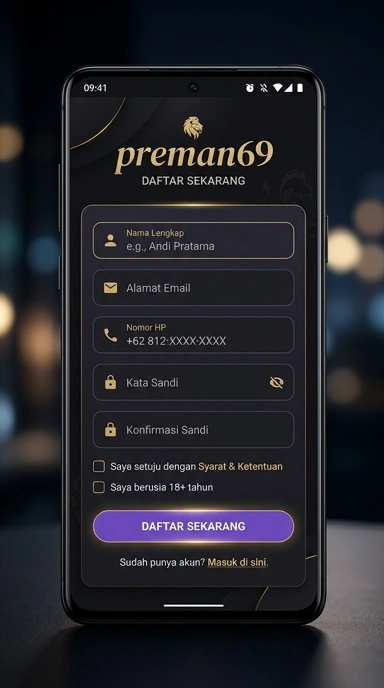 Tampilan halaman daftar preman69